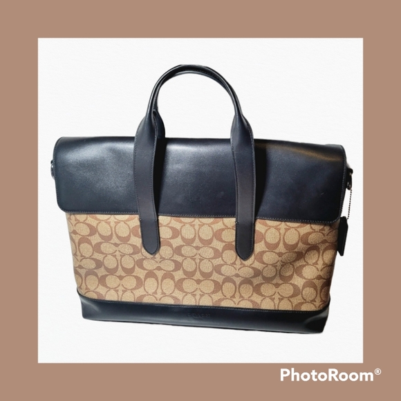 NWOT Authentic Coach Hamilton Signature Portfolio Brief Bag Unisex Crossbody - Picture 2 of 7